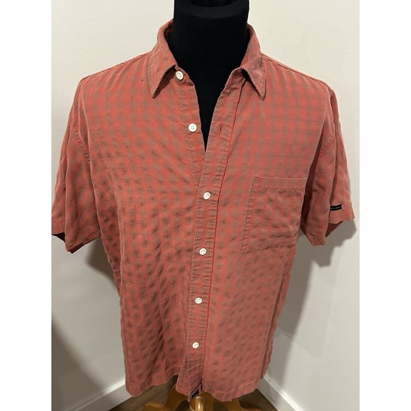 O'Neill Shirt Mens‎ Large Orange Waffle Weave SS Polynosic Polyester Blend - Picture 1 of 7